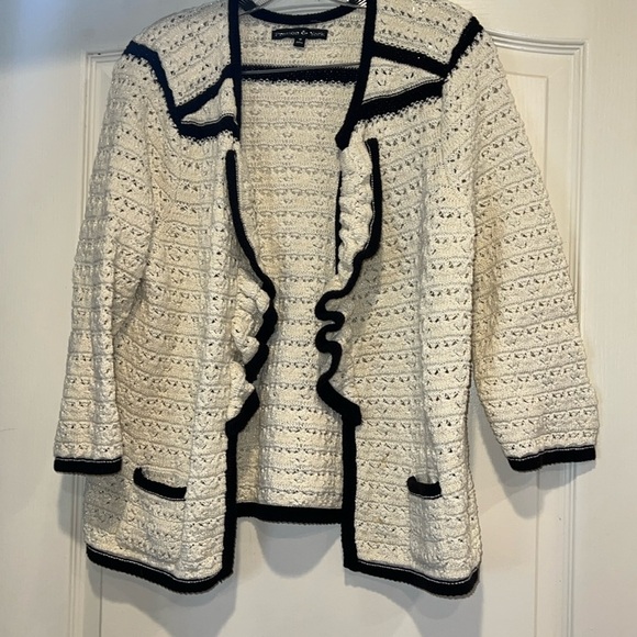Ruffled Shimmery Knit Cardigan - Picture 2 of 6